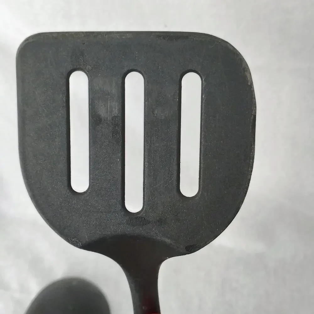 Food Network Black Silicone Slotted Turner Spatula Spoon Serve Utensil Set Of 3